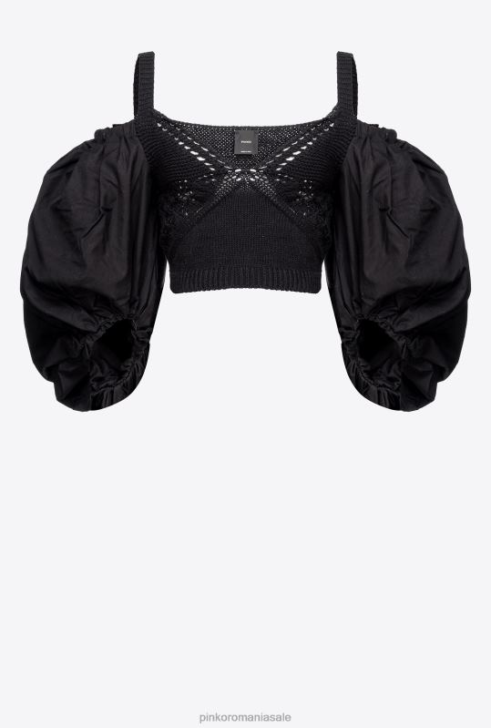 sus | top din tricot și poplin Pinko limuzina neagră B0D08440
