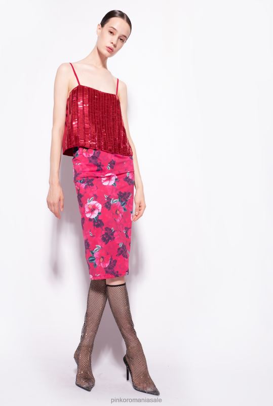 sus | top dreptunghiular cu paiete Pinko roșu zmeură B0D08392