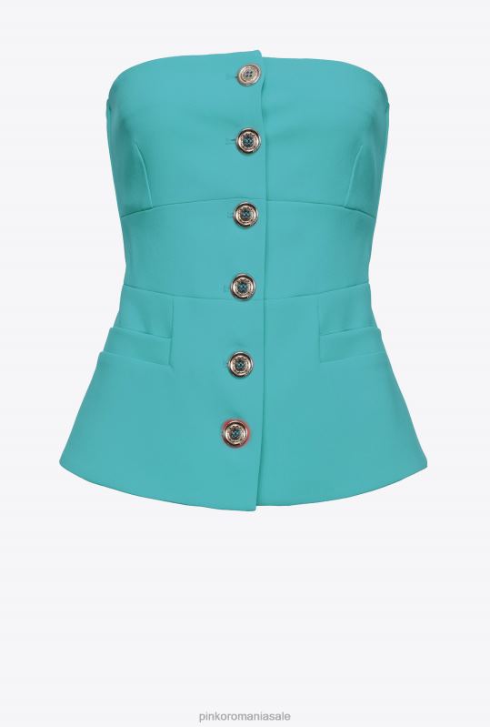 sus | top fără mâneci cu nasturi Pinko albastru B0D08332