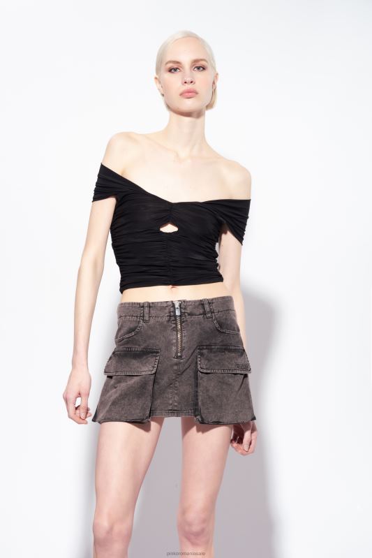 sus | top fără umeri din jerseu fluid Pinko limuzina neagră B0D08348