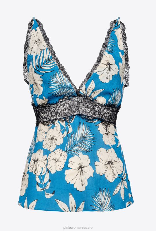sus | top floral grafic Pinko turcoaz/unt/negru B0D08433