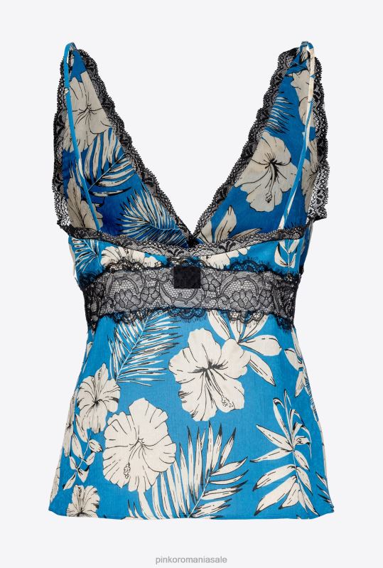 sus | top floral grafic Pinko turcoaz/unt/negru B0D08433