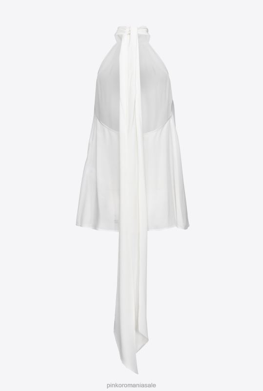 sus | top georgette cu halterneck Pinko aproape alb B0D08324