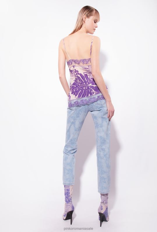 sus | top marocain cu imprimeu tropical Pinko nud/violet B0D08349