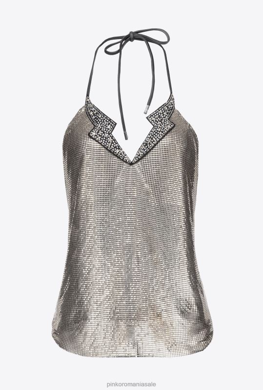 sus | top metalic cu spatele deschis Pinko argint metalic B0D08387