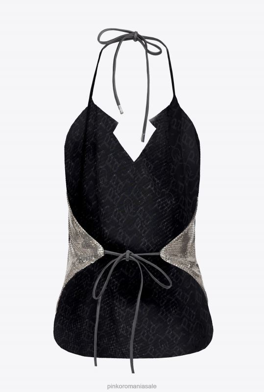 sus | top metalic cu spatele deschis Pinko argint metalic B0D08387