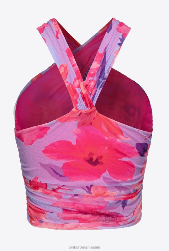 sus | top înfășurat în față cu imprimeu cu flori tropicale Pinko liliac/roz deschis/fucsia B0D08414