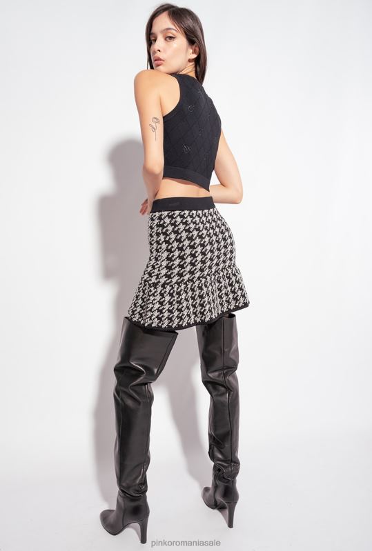 sus | vestă jacquard decupată cu păsări de dragoste Pinko limuzina neagră B0D08366