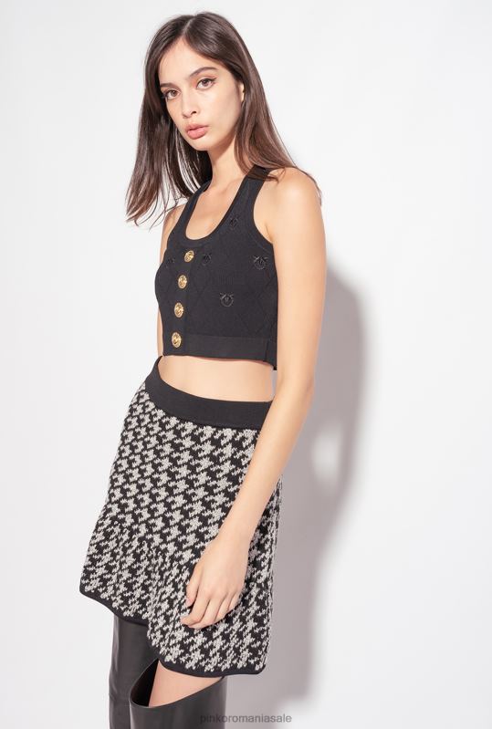 sus | vestă jacquard decupată cu păsări de dragoste Pinko limuzina neagră B0D08366