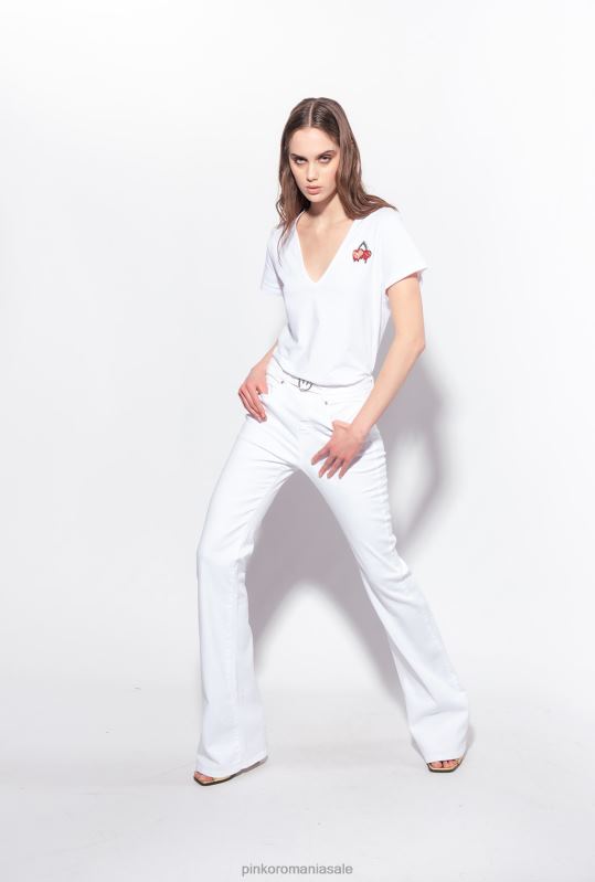 tricou | tricou cu broderie cirese Pinko alb strălucitor B0D08453