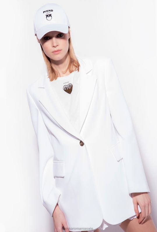 tricou | tricou cu broderie inimă Pinko alb de mătase B0D08446