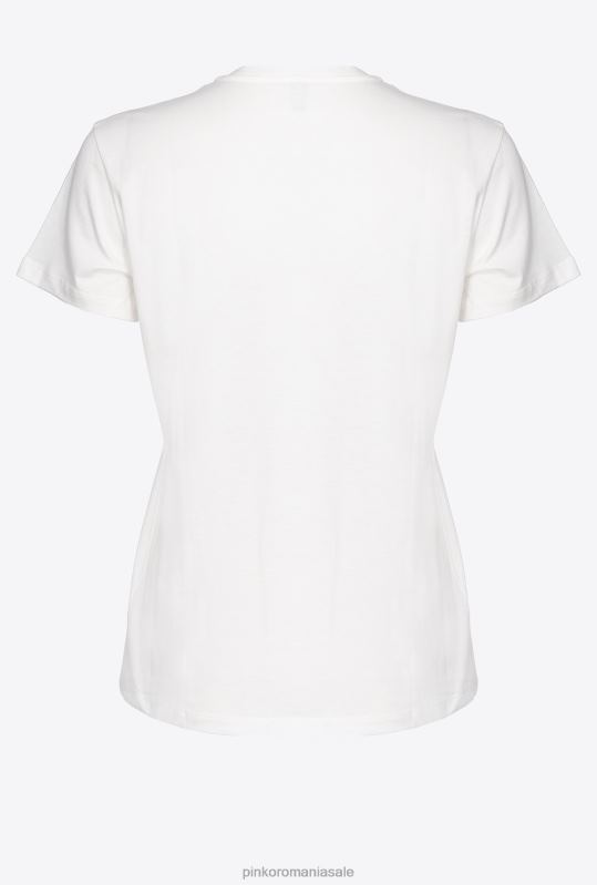 tricou | tricou cu broderie inimă Pinko alb de mătase B0D08446