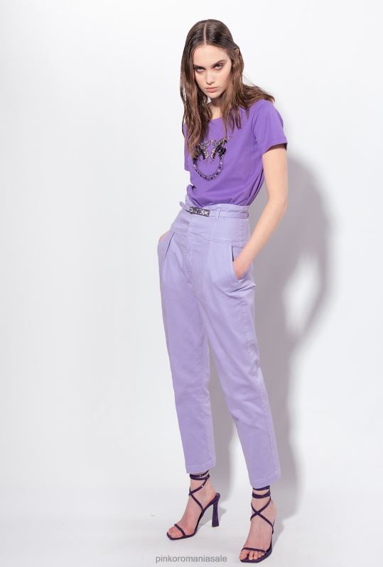 tricou | tricou cu broderie păsări de dragoste Pinko liliac lavandă B0D08350