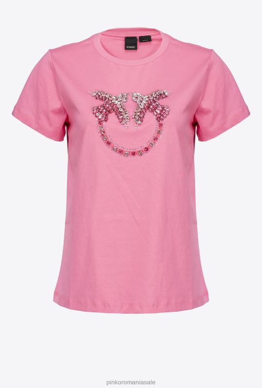 tricou | tricou cu broderie păsări de dragoste Pinko roz convolvulus B0D08351