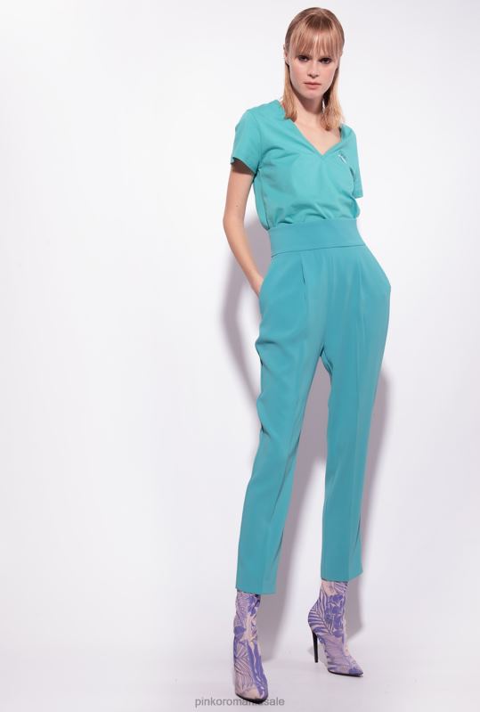 tricou | tricou cu decolteu in V cu logo Pinko albastru B0D08398