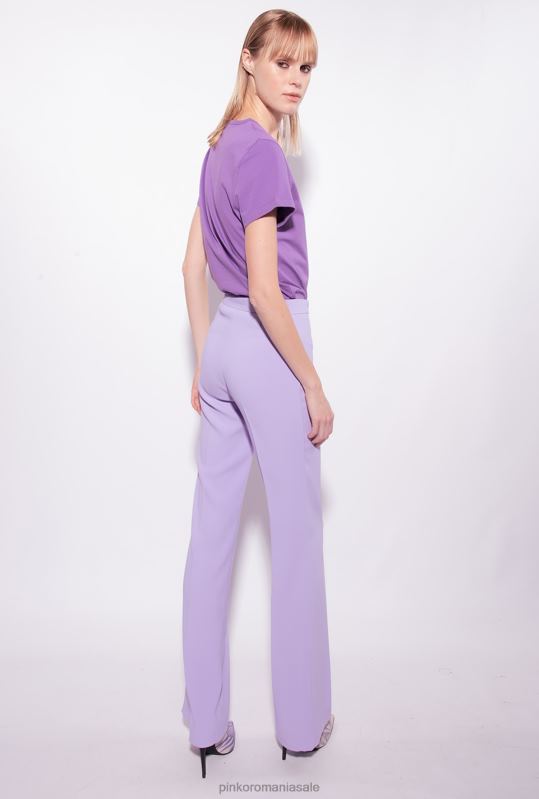 tricou | tricou cu decolteu in V cu logo Pinko liliac lavandă B0D08397