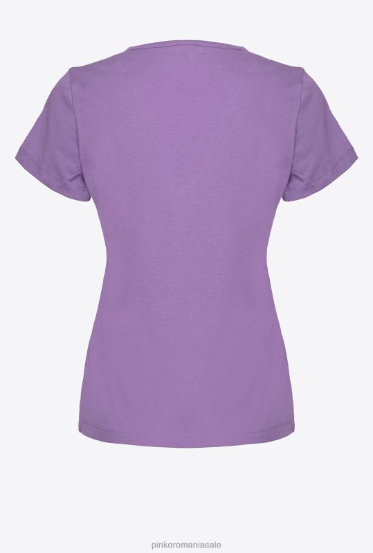 tricou | tricou cu decolteu in V cu logo Pinko liliac lavandă B0D08397