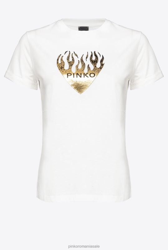 tricou | tricou cu imprimeu inimă Pinko alb de mătase B0D08418