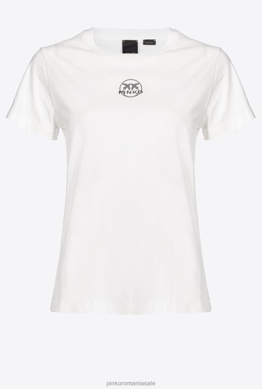 tricou | tricou cu imprimeu logo Pinko alb de mătase B0D08403