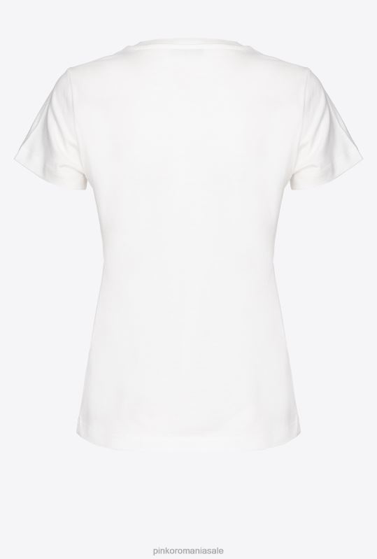 tricou | tricou cu imprimeu logo Pinko alb de mătase B0D08403