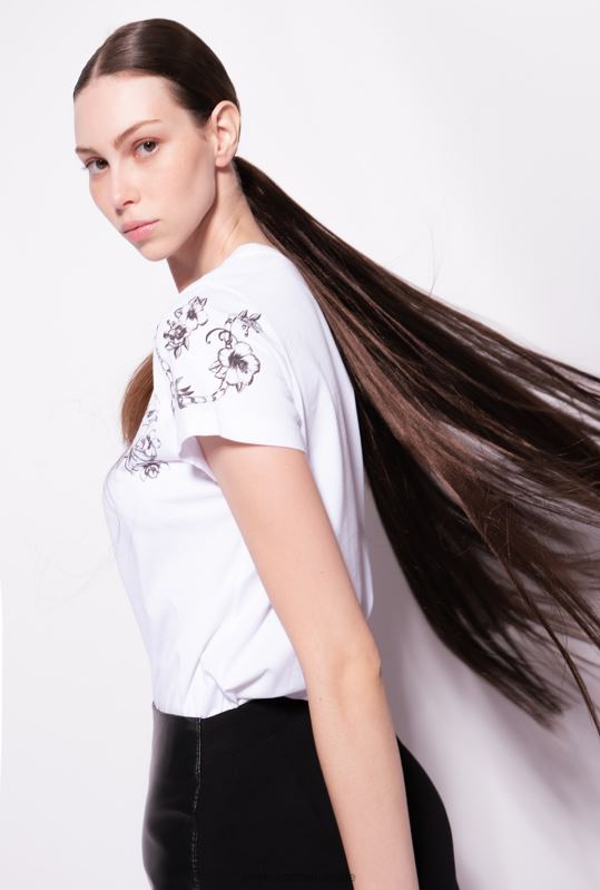 tricou | tricou cu imprimeu tatuaj Pinko alb strălucitor B0D08455