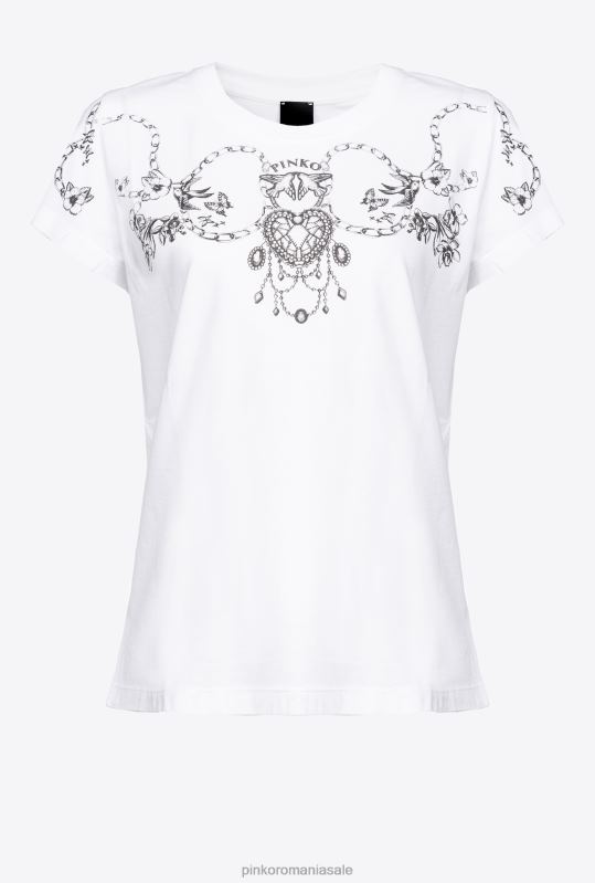 tricou | tricou cu imprimeu tatuaj Pinko alb strălucitor B0D08455