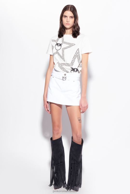 tricou | tricou cu logo stea Pinko alb de mătase B0D08342