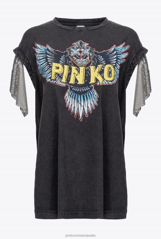 tricou | tricou maxi cu aripa si logo Pinko negru gri-jet B0D08381