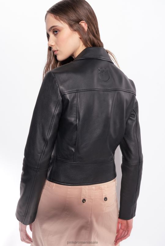 jachete casual | geacă biker din piele nappa Pinko limuzina neagră B0D08833