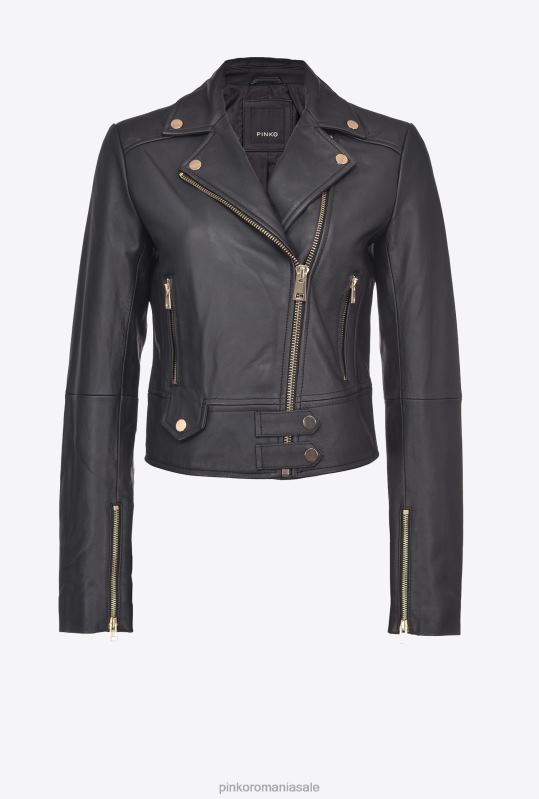 jachete casual | geacă biker din piele nappa Pinko limuzina neagră B0D08833
