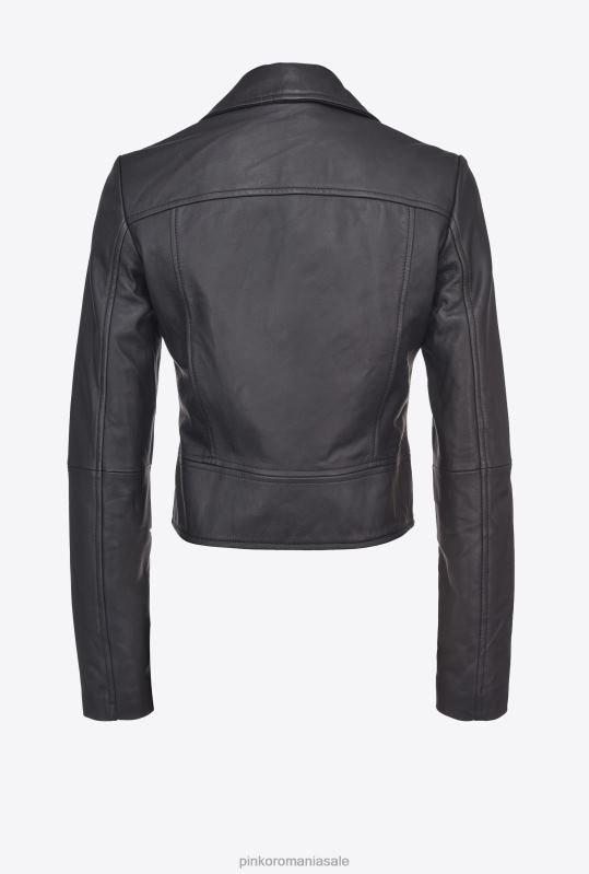 jachete casual | geacă biker din piele nappa Pinko limuzina neagră B0D08833