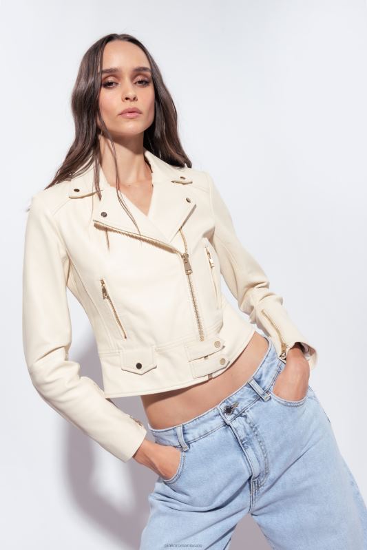 jachete casual | geacă biker din piele nappa Pinko roz alb fum B0D08832