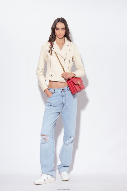 jachete casual | geacă biker din piele nappa Pinko roz alb fum B0D08832
