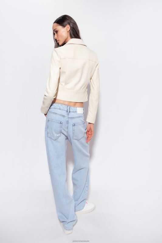 jachete casual | geacă biker din piele nappa Pinko roz alb fum B0D08832