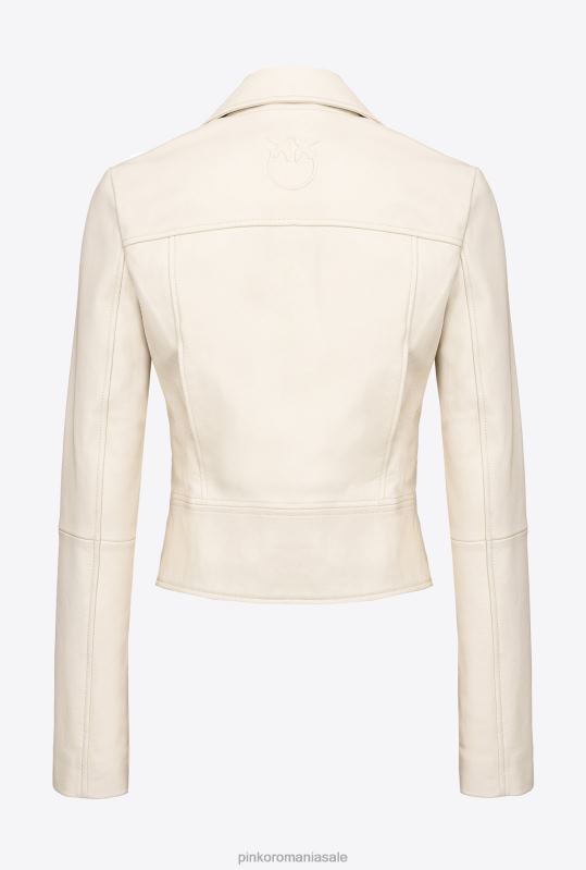 jachete casual | geacă biker din piele nappa Pinko roz alb fum B0D08832