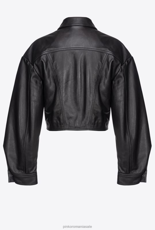 jachete casual | geaca de piele cu siret Pinko limuzina neagră B0D08819