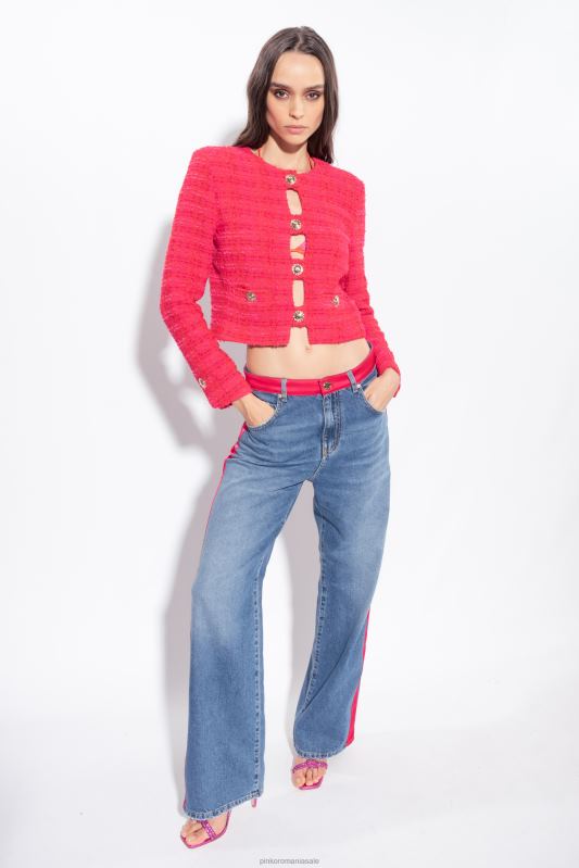 jachete casual | jachetă scurtă din tweed cu model Pinko multi fucsia/rosu B0D08612