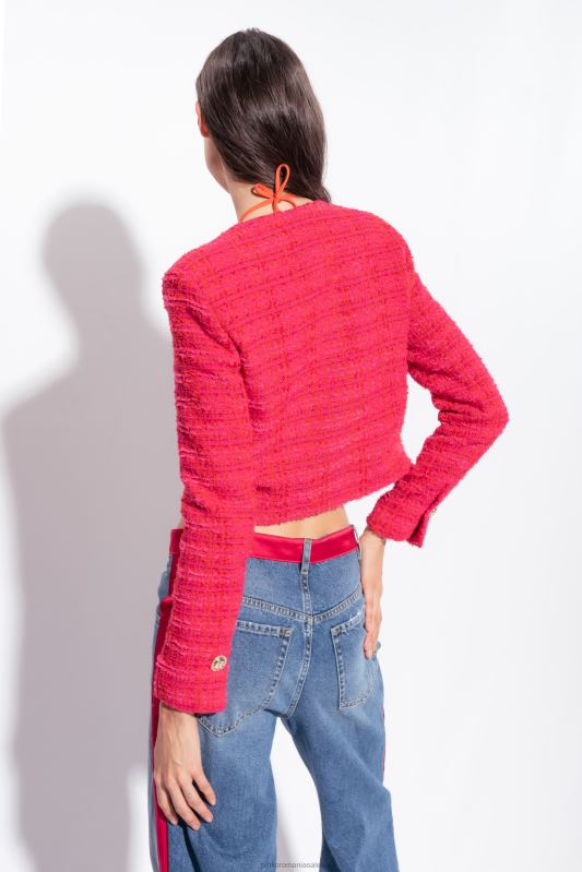 jachete casual | jachetă scurtă din tweed cu model Pinko multi fucsia/rosu B0D08612