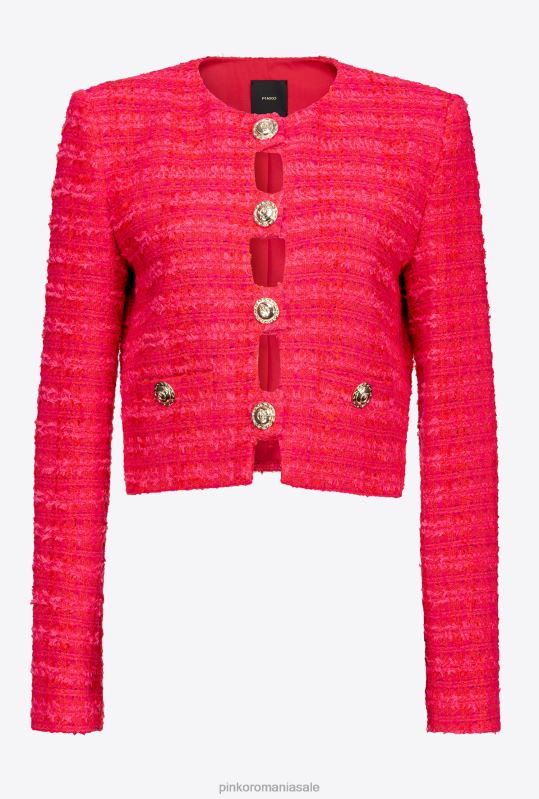 jachete casual | jachetă scurtă din tweed cu model Pinko multi fucsia/rosu B0D08612
