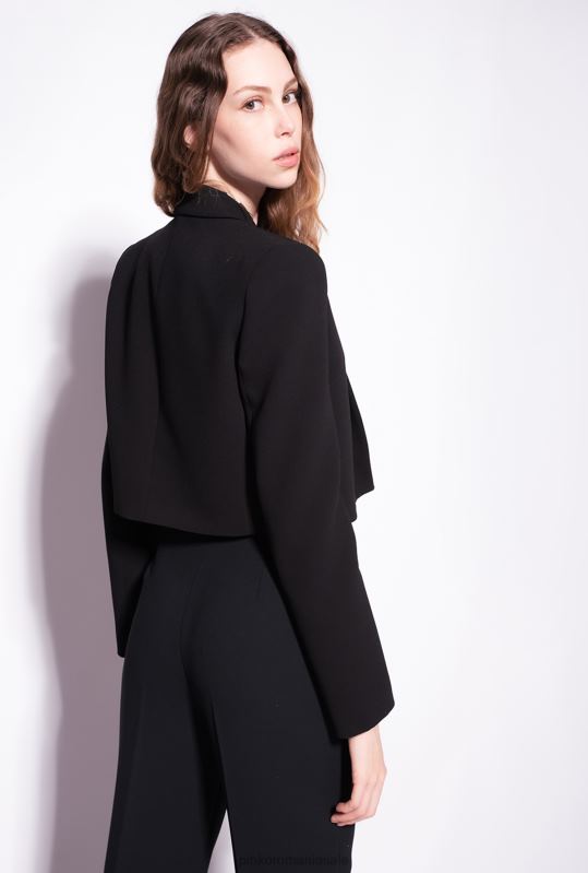 jachete casual | jachetă spencer din crepon Pinko limuzina neagră B0D08631