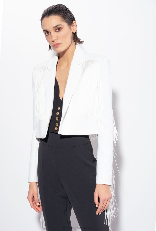 jachete casual | sacou spencer cu franjuri lungi Pinko aproape alb B0D08598