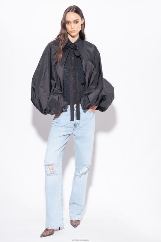 jachete casual | tafta ridică din umeri cu mâneci balon Pinko limuzina neagră B0D08382