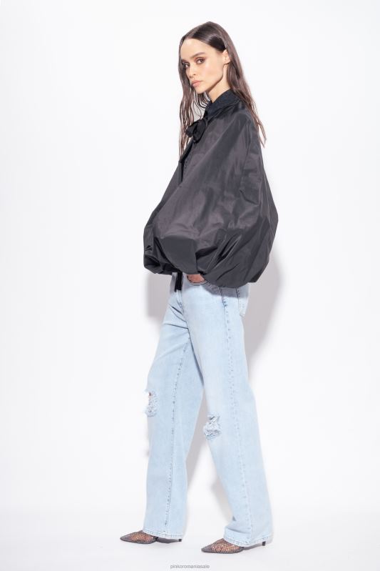 jachete casual | tafta ridică din umeri cu mâneci balon Pinko limuzina neagră B0D08382