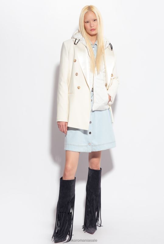 paltoane | jachetă de puf lejeră cu plasture cu logo Pinko alb de mătase B0D08844