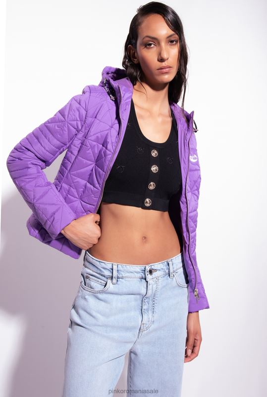 paltoane | jachetă de puf lejeră cu plasture cu logo Pinko liliac lavandă B0D08843