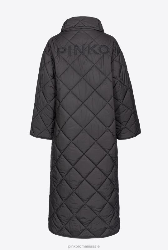 paltoane | maxi palton matlasat cu broderie Pinko limuzina neagră B0D08845