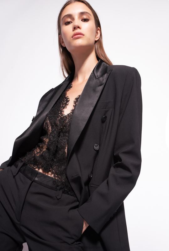 sacouri | blazer cu revere din satin Pinko limuzina neagră B0D08590