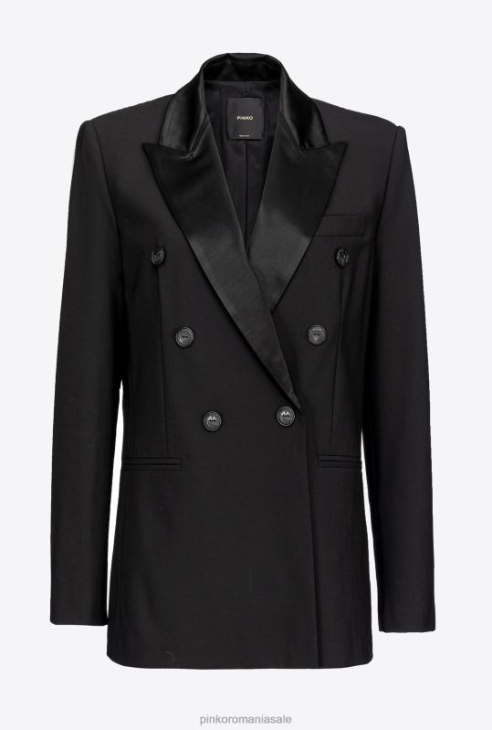 sacouri | blazer cu revere din satin Pinko limuzina neagră B0D08590