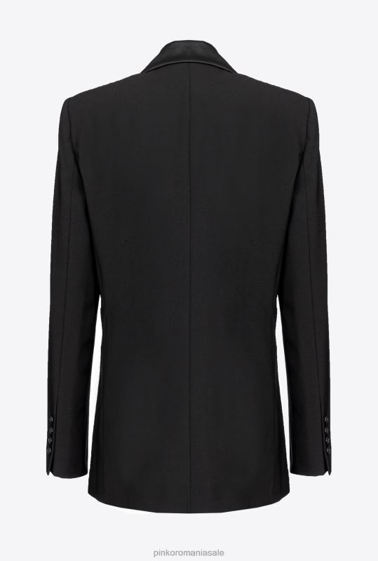 sacouri | blazer cu revere din satin Pinko limuzina neagră B0D08590