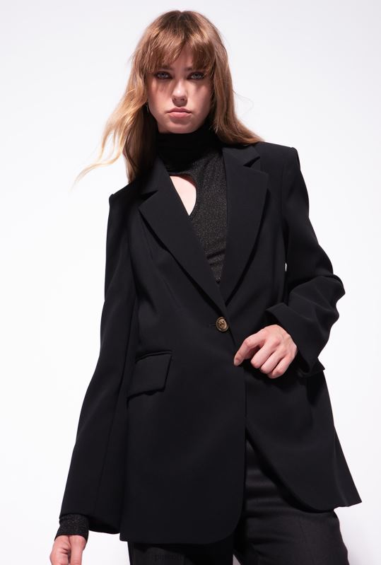 sacouri | blazer din crep elastic pe un singur piept Pinko limuzina neagră B0D08636